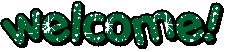 glittery green welcome sign